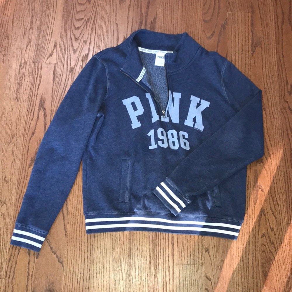 VS PINK dark blue sweater. half zip, SUPER cozy.
